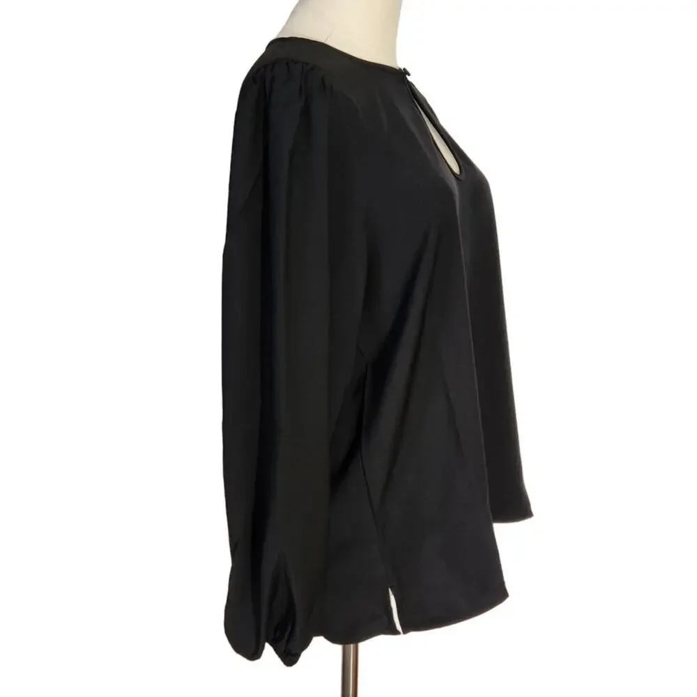J Crew Black Puff Sleeve Crepe Top Blouse BL712 Office Women Size Small Tall